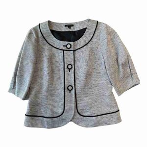 Gray Women's Jacket with Black Trim